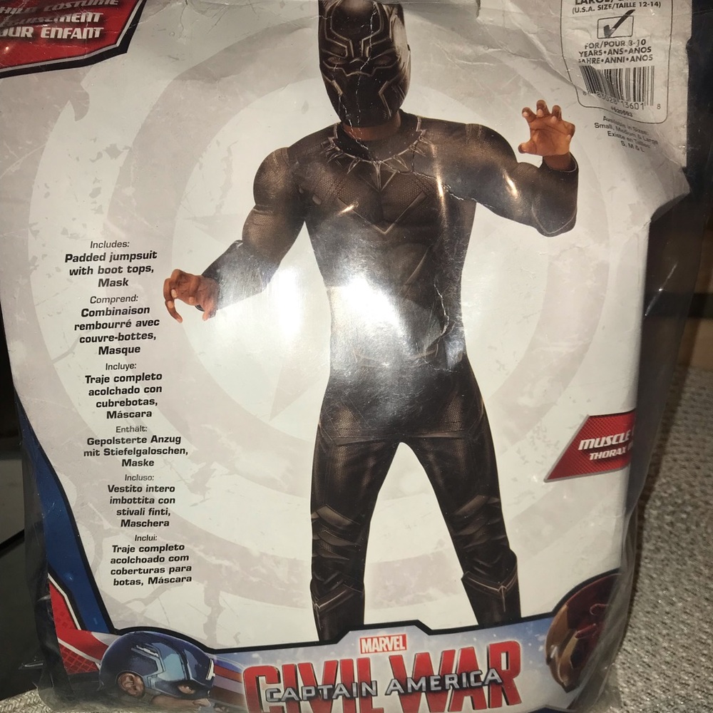 Boys Black Panther Muscle Costume🐾 boys Large/10/12